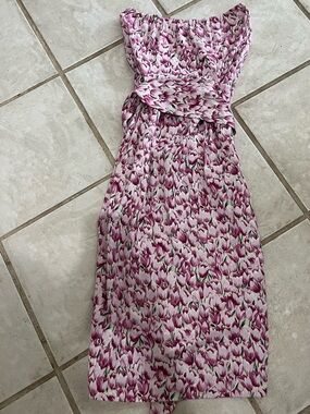 Diane Von Furstenberg Pink size 12  Floral Maxi Dress Tie Italy Rare vintage